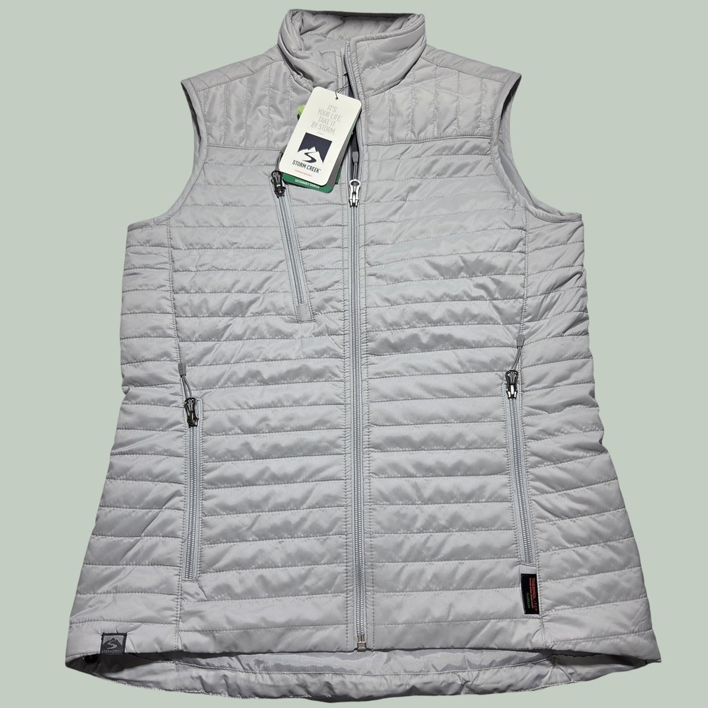 Storm Creek Womens Puffer Vest Gray Thermolite EcoMade J.P. Morgan Small NWT
